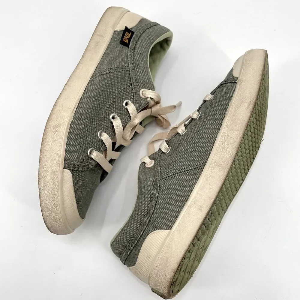 TEVA Freewheel Canvas Lace Up Sneakers in Desert Sage // 7